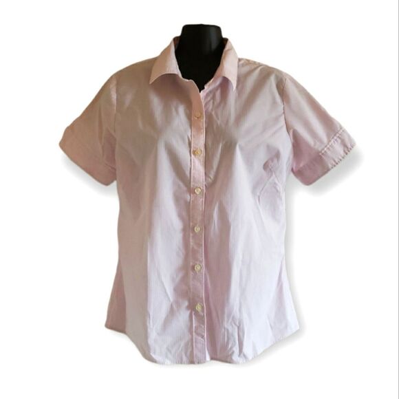 Banana Republic Candy Striper Pastel Pink Button Down Shirt Sleeve Shirt - Picture 1 of 3